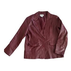 Vintage Bagatelle Burgundy Leather Blazer Jacket 16